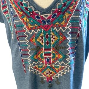 Johnny Was Blue Embroidered Floral  small